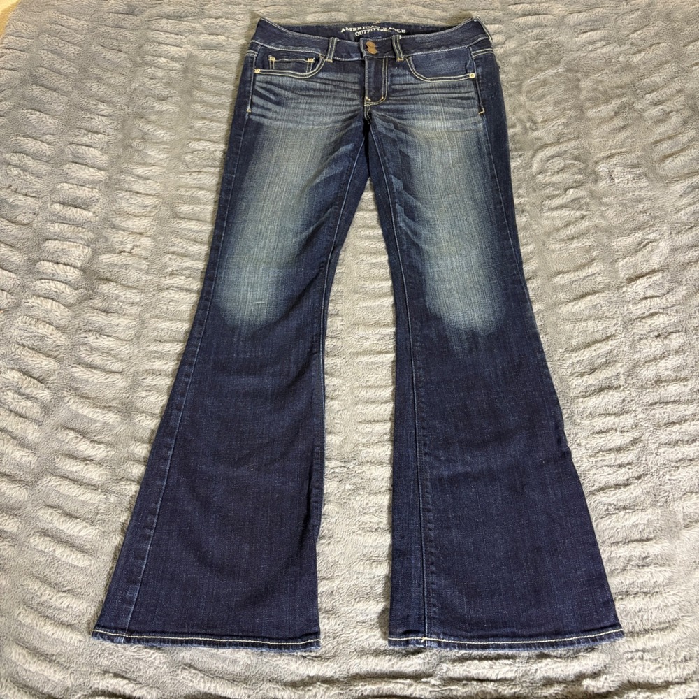 American Eagle Artist Stretch Flare Jeans Dark Wash Blue Size 8 Regular Low Rise